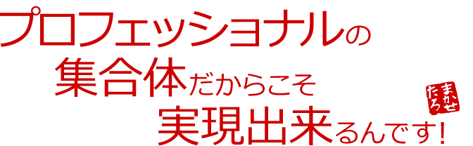 プロフェッショナルの集合体だからこそ実現出来るんです!